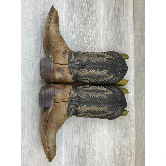 Tony Lama 6171C Men's 7.5 Brown Leather Western Cowboy Boots USA Made Vintage